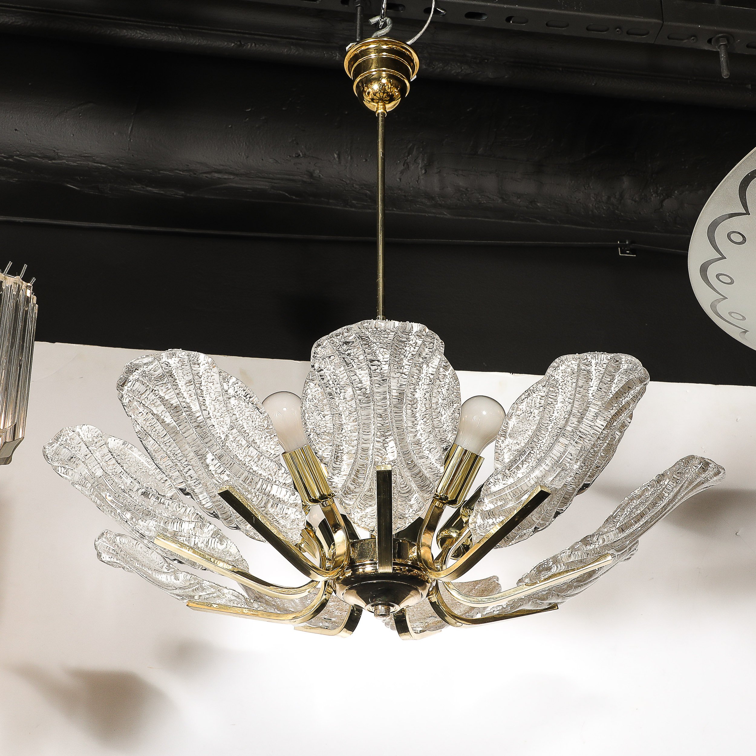 Mid-Century Hand-Blown Murano Glass Six Arm Chandelier by Barovier